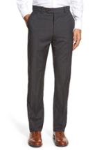 Men's Monte Rosso Flat Front Check Wool Trousers - Grey