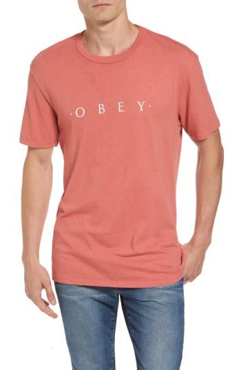 Men's Obey Logo Graphic T-shirt, Size - Red