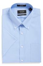 Men's Nordstrom Men's Shop Traditional Fit Non-iron Short Sleeve Dress Shirt - Blue