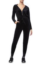 Women's Good American Hooded Velour Jumpsuit - Black