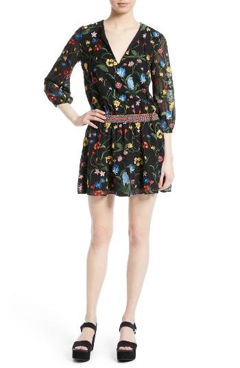 Women's Alice + Olivia Jolene Embroidered Blouson Dress