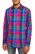 Men's Topman Checked Classic Fit Shirt - Pink