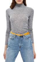 Women's Topshop Funnel Neck Shirt Us (fits Like 2-4) - Grey