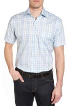 Men's Peter Millar Crown Ease Sloan Regular Fit Plaid Sport Shirt, Size - Blue