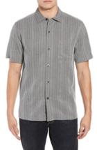 Men's Tommy Bahama San Ramone Regular Fit Stripe Silk Shirt, Size - Black