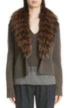 Women's Fabiana Filippi Cashmere Cardigan With Removable Genuine Fox Fur Collar Us / 42 It - Brown