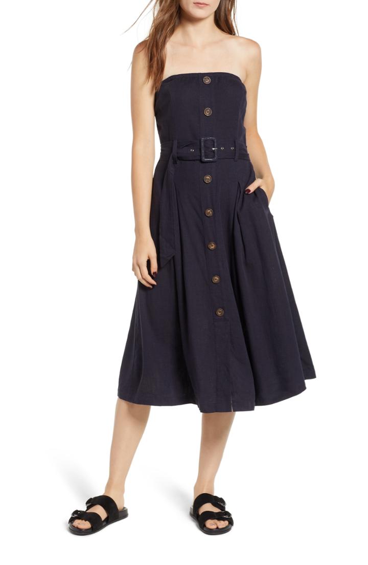 Women's Moon River Strapless Belted Midi Dress