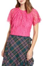 Women's J.crew Short Sleeve Lace Top, Size - Pink