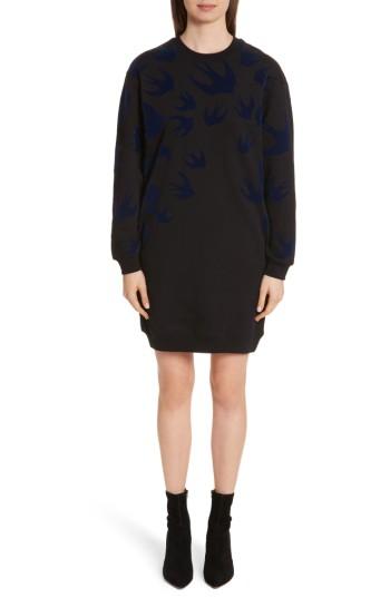 Women's Mcq Alexander Mcqueen Swallow Classic Sweatshirt Dress - Black