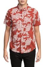 Men's Rvca Bora Floral Woven Shirt - Coral