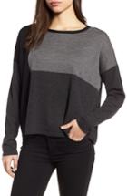 Women's Eileen Fisher Colorblock Boxy Merino Wool Sweater, Size - Grey
