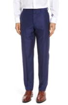 Men's Gi Capri Flat Front Solid Wool Trousers R - Blue