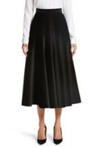 Women's Sara Battaglia Velvet A-line Midi Skirt Us / 48 It - Black