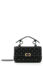 Valentino Garavani Small Oil Slick Rockstud Spike Lambskin Shoulder Bag - Black