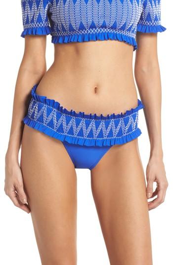 Women's Ted Baker London Smocked Hipster Bikini Bottoms - Blue