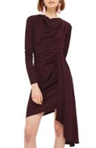 Women's Topshop Asymmetrical Drape Crepe Dress Us (fits Like 0) - Burgundy
