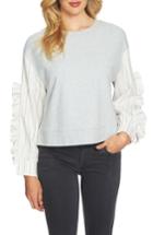 Women's 1.state Stripe Ruffle Sleeve Sweater - Grey