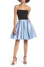 Women's Blondie Nites Strapless Satin Skirt Fit & Flare Dress - Blue