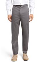 Men's Nordstrom Men's Shop 'classic' Smartcare(tm) Relaxed Fit Flat Front Cotton Pants X 33 - Grey (online Only)