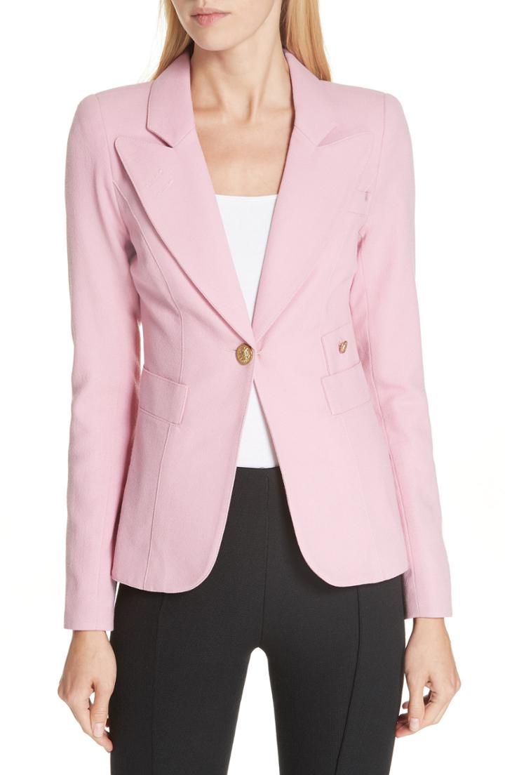 Women's Alice + Olivia Macey Notch Lapel Fitted Velvet Blazer