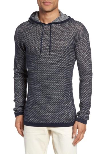 Men's John Varvatos Collection Textured Knit Hoodie, Size - Blue
