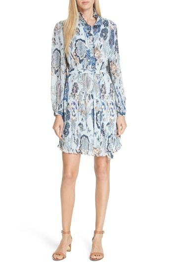 Women's Tory Burch Deneuve Floral Ruffle Minidress - Blue