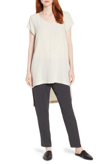 Women's Eileen Fisher High/low Silk Top - Ivory