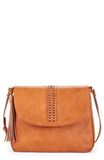 Sole Society Tara Stitch Detail Faux Leather Crossbody Bag - Brown