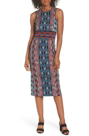 Women's Maggy London Placed Stripe Midi Sheath Dress - Blue