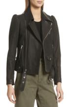 Women's A.l.c. Calix Puff Shoulder Leather Moto Jacket - Black