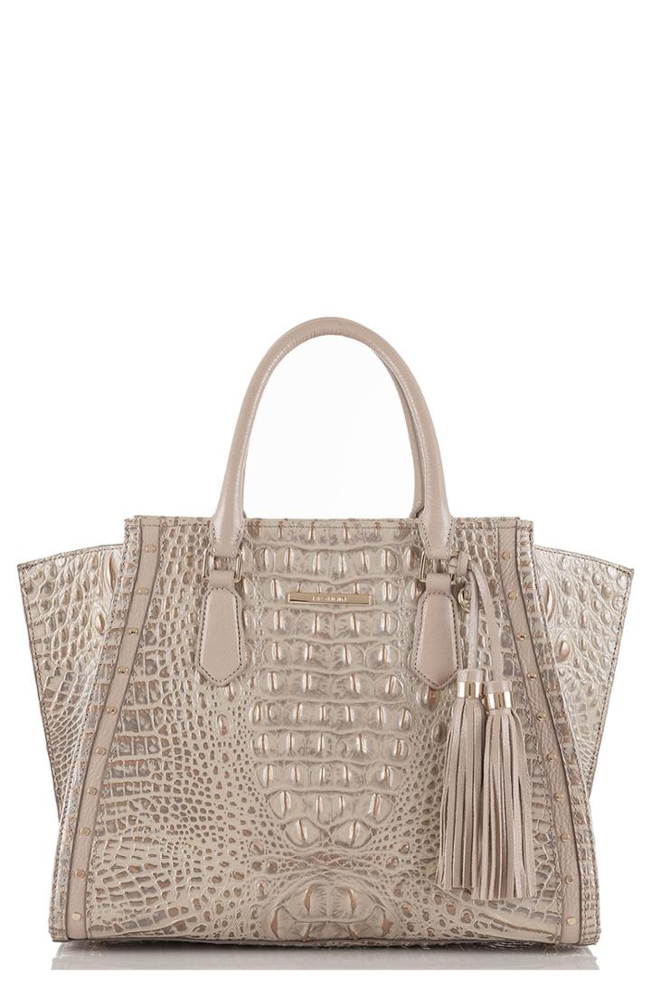 Brahmin Priscilla Croc Embossed Leather Satchel - Ivory