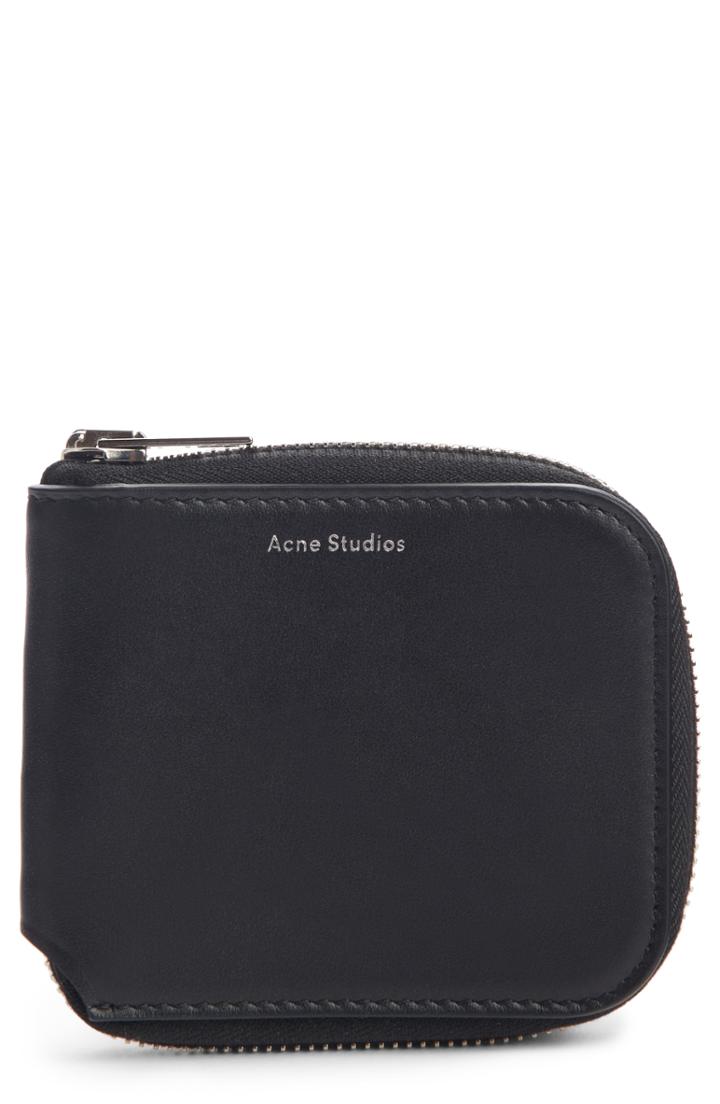 Women's Acne Studios Kei S Zip Around Leather Wallet - Black