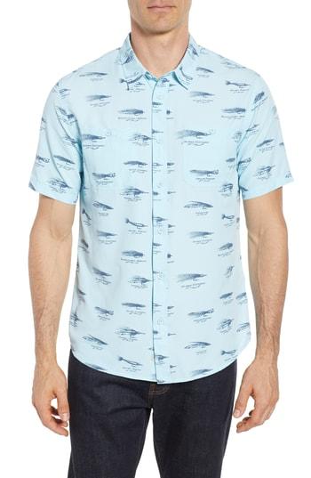 Men's Quiksilver Waterman Collection Wake Lures Sport Shirt - Blue