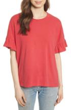 Women's The Great. The Ruffle Sleeve Tee - Red