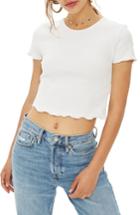 Women's Topshop Crop Rib Knit Tee Us (fits Like 0) - White