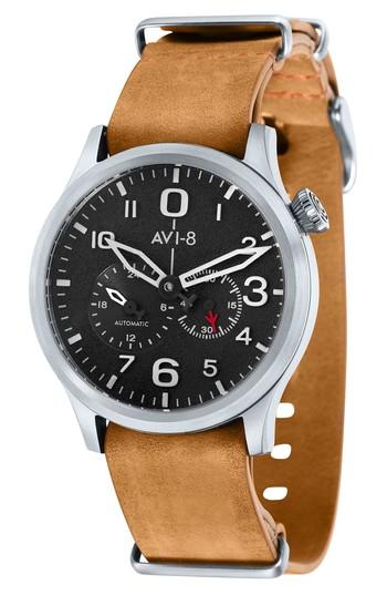 Men's Avi-8 Flyboy Tuck Automatic Leather Strap Watch, 42mm