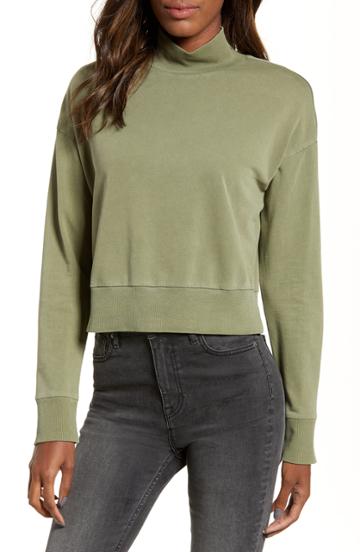 Women's Bp. Washed Mock Neck Sweatshirt, Size - Green