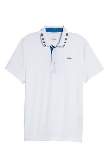 Men's Lacoste Sport Lettering Stretch Tech Jersey Polo (3xl) - White