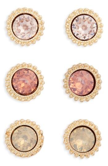 Women's Girly 3-pack Sunburst Crystal Stud Earrings