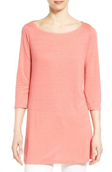 Women's Eileen Fisher Bateau Neck Organic Linen Tunic