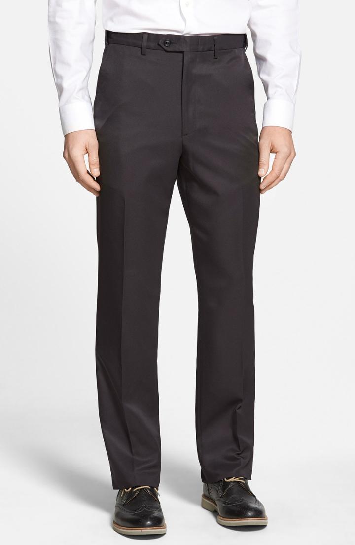 Men's Berle Self Sizer Waist Flat Front Trousers X 32 - Black