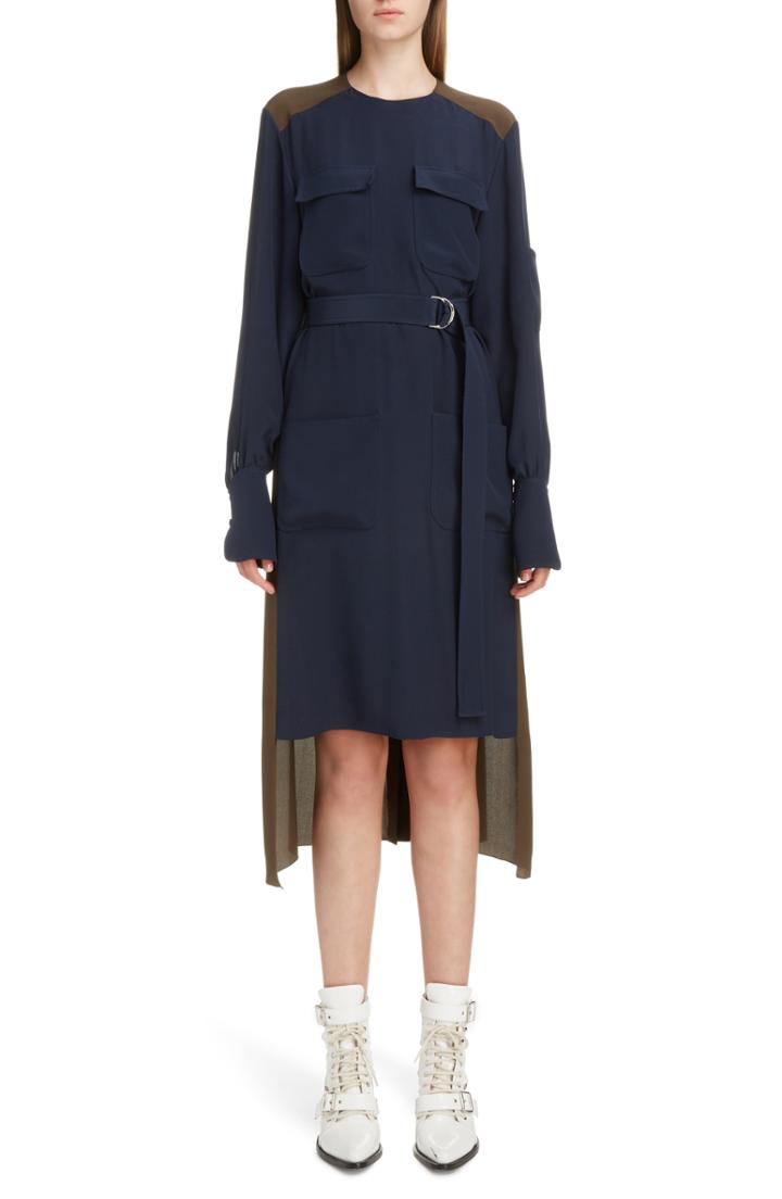 Women's Chloe Two-tone Silk Midi Dress Us / 36 Fr - Blue