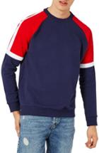 Men's Topman Panel Crewneck Sweatshirt - Blue