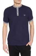 Men's Fred Perry Pique Henley - Blue