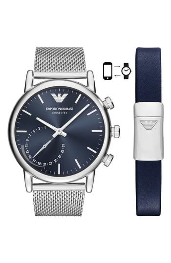 Men's Emporio Armani Connected Hybrid Mesh Strap Smart Watch & Bracelet Set, 43mm