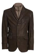 Men's Flynt Distressed Leather Hybrid Coat R - Brown