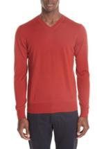 Men's Emporio Armani V-neck Wool Sweater Us / 52 Eu R - Red
