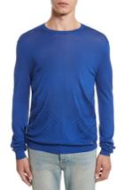 Men's Versace Collection Silk Crewneck Sweatshirt, Size - Blue