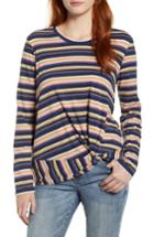 Women's Caslon Long Sleeve Front Knot Tee, Size - Blue