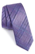 Men's Calibrate Silves Stone Plaid Skinny Tie, Size - Purple